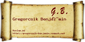 Gregorcsik Benjámin névjegykártya